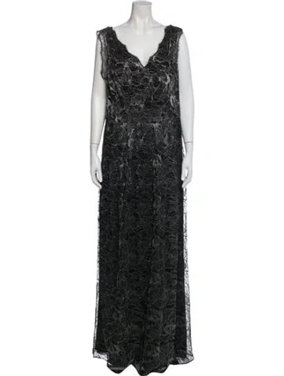 Pre-owned Escada Lace Pattern Long Dress In Green