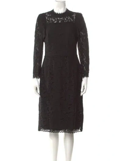 Pre-owned Escada Lace Pattern Midi Length Dress In Black
