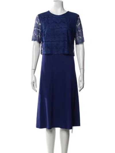 Pre-owned Escada Lace Pattern Midi Length Dress In Blue