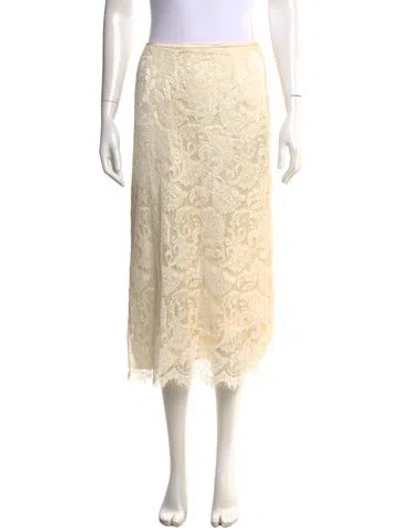 Pre-owned Escada Lace Pattern Midi Length Skirt In White