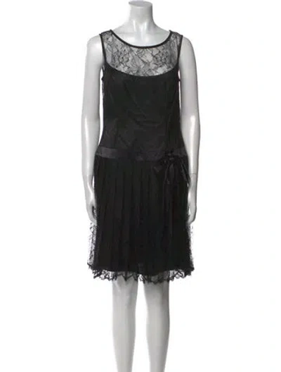 Pre-owned Escada Lace Pattern Mini Dress In Black