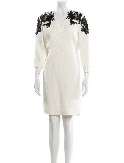 Pre-owned Escada Lace Pattern Mini Dress In Neutrals