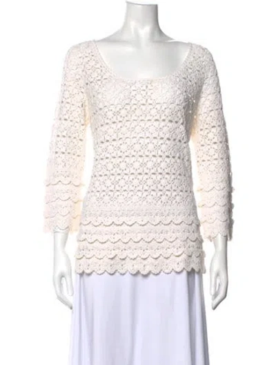 Pre-owned Escada Lace Pattern Scoop Neck Sweater In Multicolor