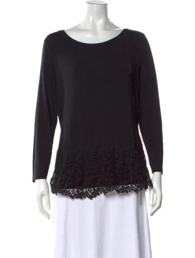 Pre-owned Escada Lace Pattern Scoop Neck Top In Black