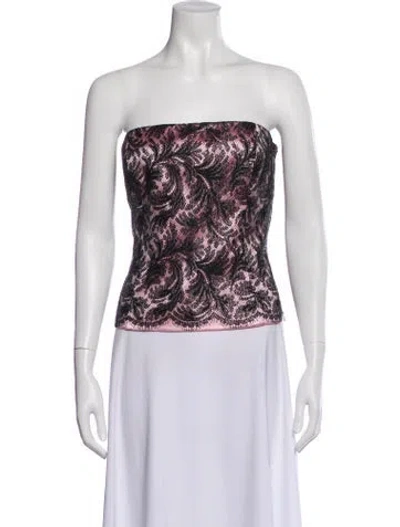 Pre-owned Escada Lace Pattern Strapless Top In Multi