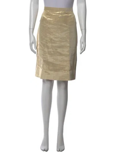 Pre-owned Escada Lace Trim Embellishment Knee-length Skirt In Gold