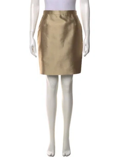 Pre-owned Escada Lace Trim Embellishment Mini Skirt In Yellow