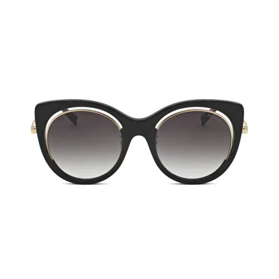 Escada Ladies Black Round Sunglasses Sesa58f-1 In ["grey"]