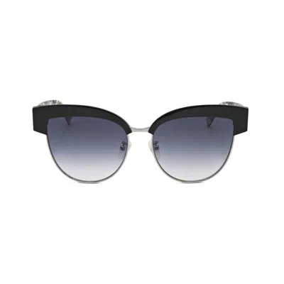 Escada Ladies Black Round Sunglasses Sesa61f In ["blue"]
