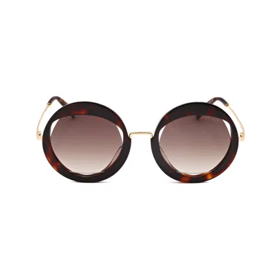 Escada Ladies Brown Round Sunglasses Sesa60f-3 In ["grey"]