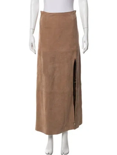 Pre-owned Escada Lamb Fur Long Skirt In Neutrals