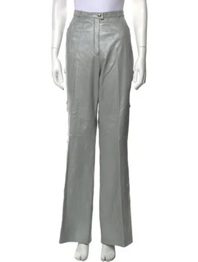 Pre-owned Escada Lamb Fur Wide Leg Pants In Grey