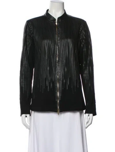 Pre-owned Escada Lamb Leather Biker Jacket In Black