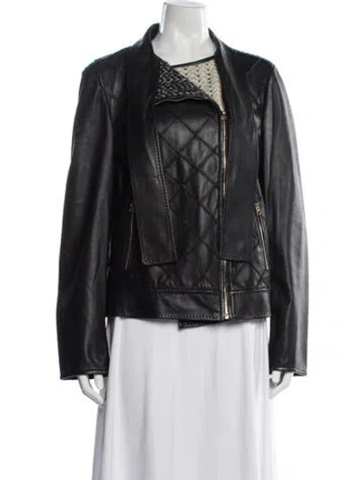 Pre-owned Escada Lamb Leather Biker Jacket In Black