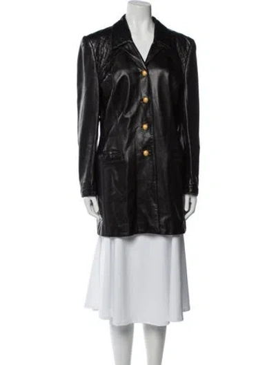 Pre-owned Escada Lamb Leather Blazer In Black