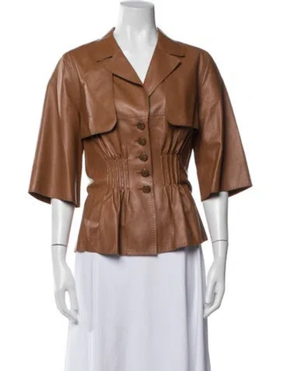 Pre-owned Escada Lamb Leather Blazer In Brown