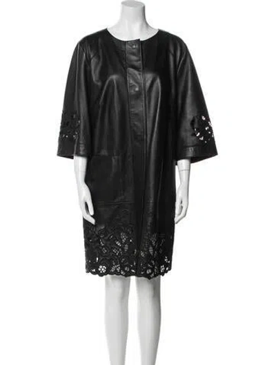 Pre-owned Escada Lamb Leather Coat In Black