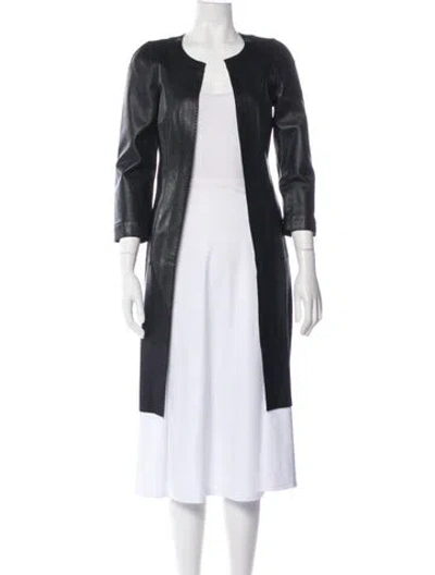 Pre-owned Escada Lamb Leather Coat In Black
