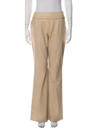 Pre-owned Escada Lamb Leather Flared Pants In Neutrals