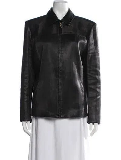 Pre-owned Escada Lamb Leather Jacket In Black
