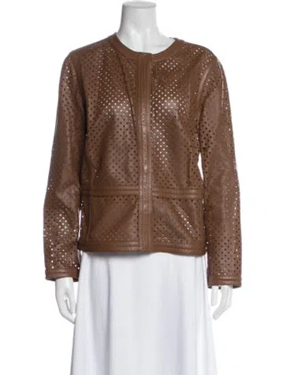 Pre-owned Escada Lamb Leather Jacket In Brown