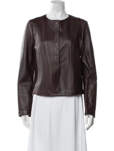 Pre-owned Escada Lamb Leather Jacket In Brown