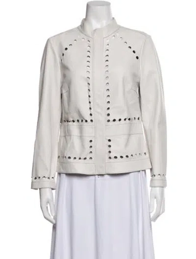 Pre-owned Escada Lamb Leather Jacket In Grey