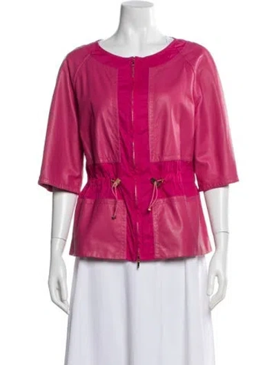 Pre-owned Escada Lamb Leather Jacket In Pink