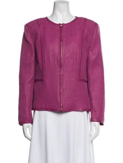 Pre-owned Escada Lamb Leather Jacket In Purple