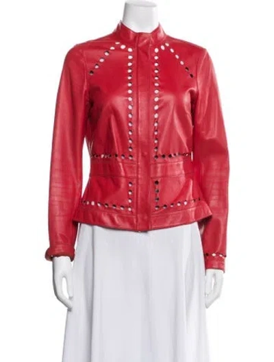 Pre-owned Escada Lamb Leather Jacket In Red