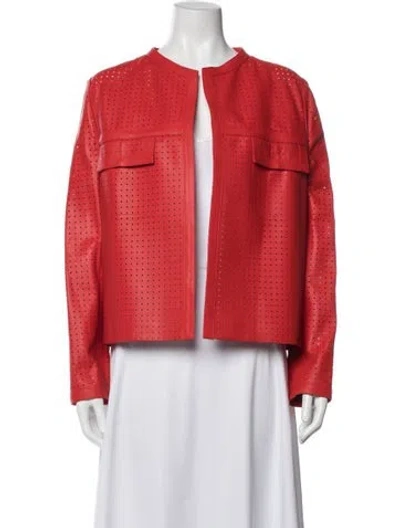 Pre-owned Escada Lamb Leather Jacket In Red