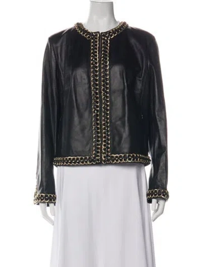Pre-owned Escada Lamb Leather Jacket W/ Tags In Black