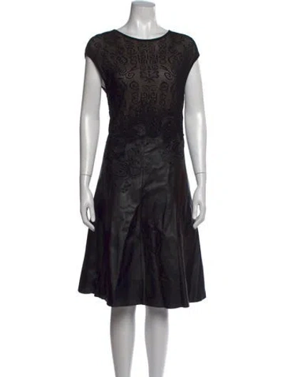 Pre-owned Escada Lamb Leather Knee-length Dress In Black