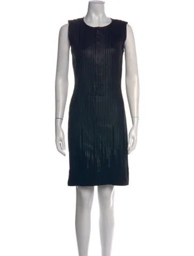 Pre-owned Escada Lamb Leather Knee-length Dress In Black