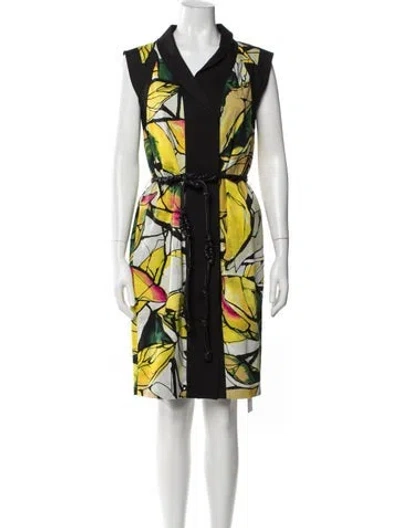 Pre-owned Escada Lamb Leather Knee-length Dress In Multi