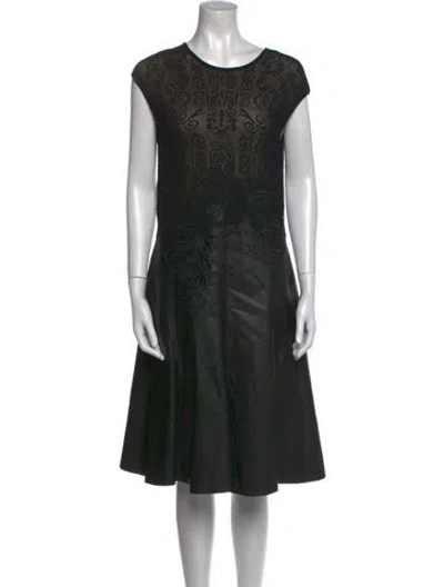 Pre-owned Escada Lamb Leather Midi Length Dress In Black