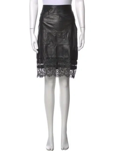 Pre-owned Escada Lamb Leather Midi Length Skirt In Black