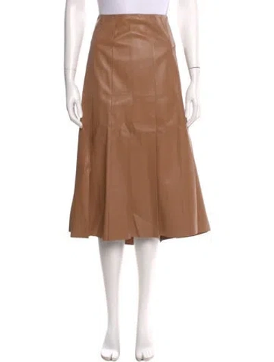 Pre-owned Escada Lamb Leather Midi Length Skirt In Brown