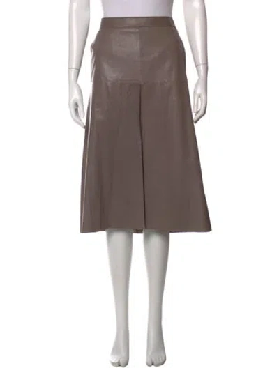 Pre-owned Escada Lamb Leather Midi Length Skirt In Brown