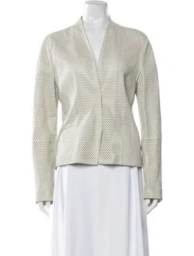 Pre-owned Escada Lamb Leather Patterned Blazer In Multi