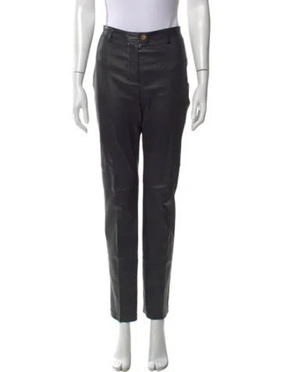 Pre-owned Escada Lamb Leather Skinny Leg Pants In Black