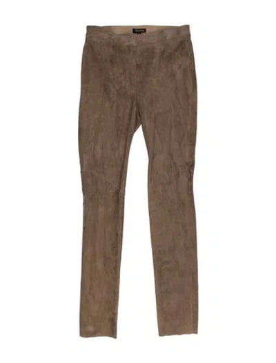 Pre-owned Escada Lamb Leather Skinny Leg Pants In Brown