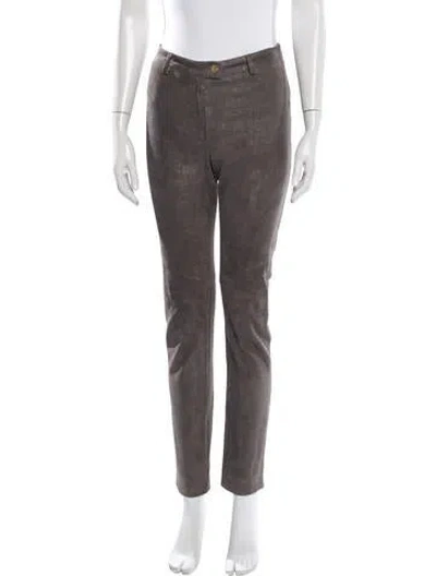Pre-owned Escada Lamb Leather Skinny Leg Pants In Neutrals