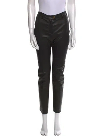 Pre-owned Escada Lamb Leather Straight Leg Pants In Black