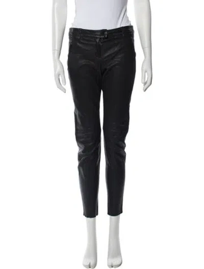 Pre-owned Escada Lamb Leather Straight Leg Pants In Black