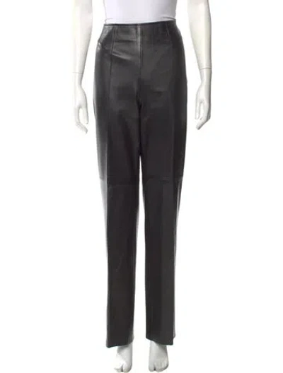 Pre-owned Escada Lamb Leather Wide Leg Pants In Black