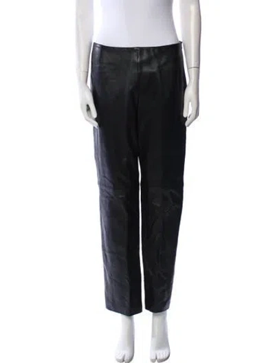 Pre-owned Escada Lamb Leather Wide Leg Pants In Black