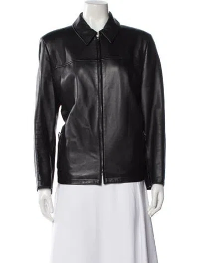 Pre-owned Escada Lambskin Biker Jacket In Black