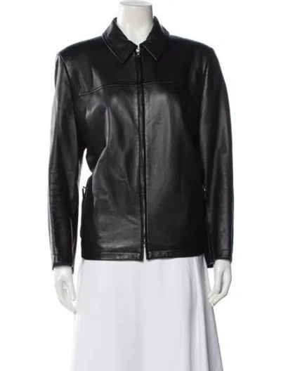 Pre-owned Escada Lambskin Biker Jacket In Black