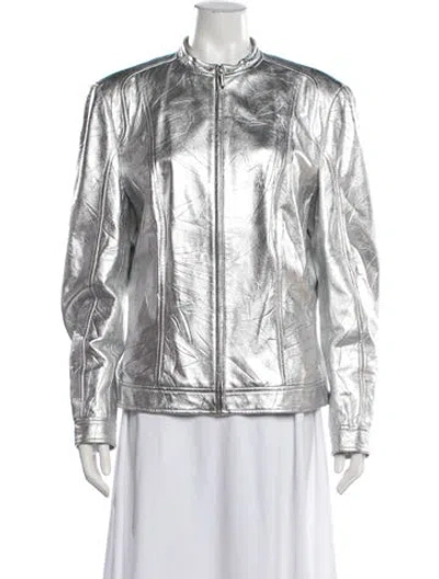 Pre-owned Escada Lambskin Biker Jacket In White